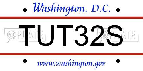TUT32S District Of Columbia License Plate