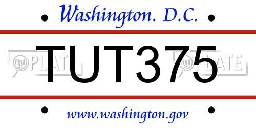 TUT375 District Of Columbia License Plate