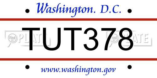 TUT378 District Of Columbia License Plate