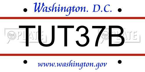 TUT37B District Of Columbia License Plate