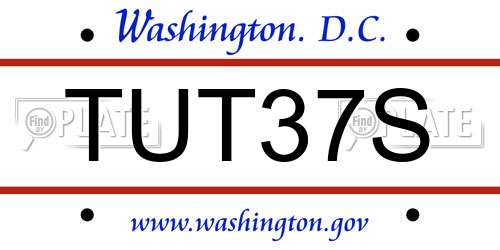 TUT37S District Of Columbia License Plate