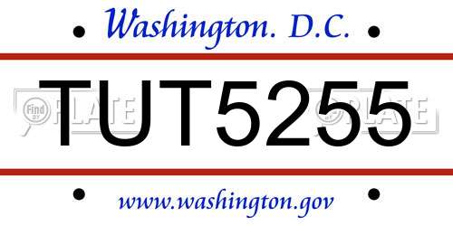 TUT5255 District Of Columbia License Plate