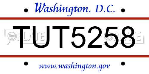 TUT5258 District Of Columbia License Plate