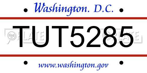 TUT5285 District Of Columbia License Plate