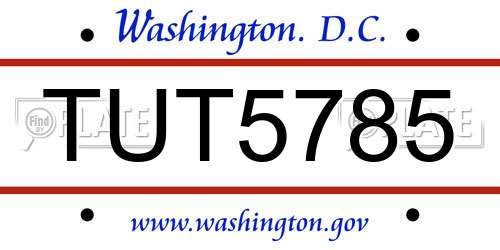 TUT5785 District Of Columbia License Plate