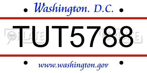 TUT5788 District Of Columbia License Plate