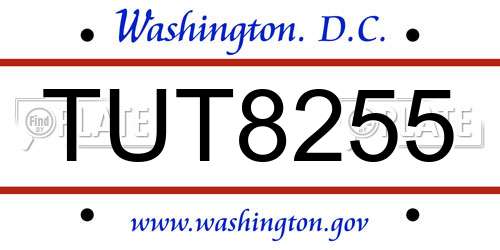 TUT8255 District Of Columbia License Plate