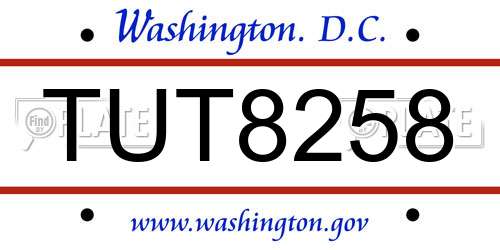 TUT8258 District Of Columbia License Plate