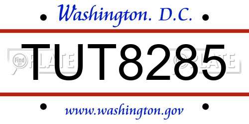 TUT8285 District Of Columbia License Plate
