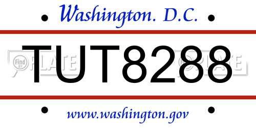 TUT8288 District Of Columbia License Plate