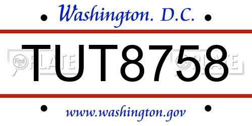 TUT8758 District Of Columbia License Plate
