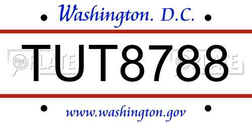 TUT8788 District Of Columbia License Plate