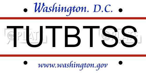TUTBTSS District Of Columbia License Plate