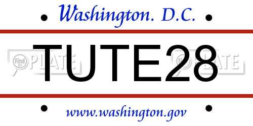 TUTE28 District Of Columbia License Plate