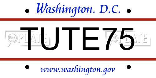 TUTE75 District Of Columbia License Plate