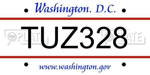TUZ328 District Of Columbia License Plate