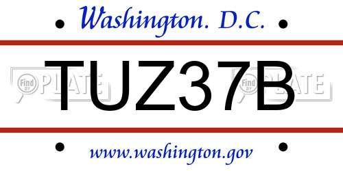 TUZ37B District Of Columbia License Plate