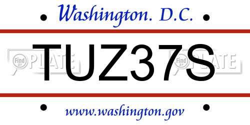 TUZ37S District Of Columbia License Plate