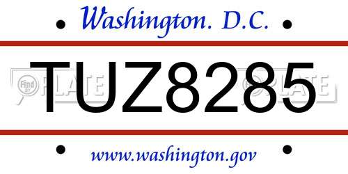 TUZ8285 District Of Columbia License Plate