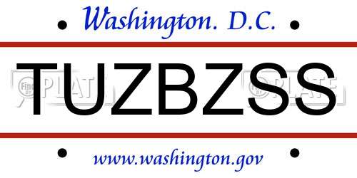 TUZBZSS District Of Columbia License Plate