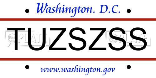 TUZSZSS District Of Columbia License Plate