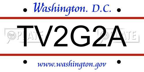 TV2G2A District Of Columbia License Plate