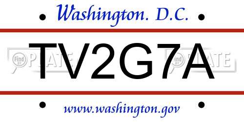 TV2G7A District Of Columbia License Plate