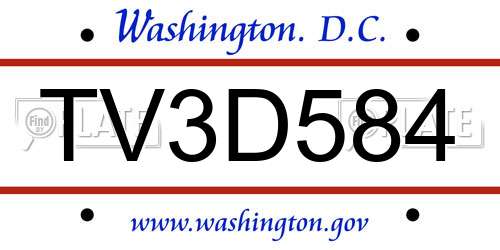 TV3D584 District Of Columbia License Plate