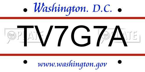 TV7G7A District Of Columbia License Plate