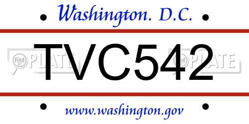 TVC542 District Of Columbia License Plate