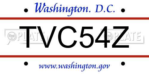 TVC54Z District Of Columbia License Plate
