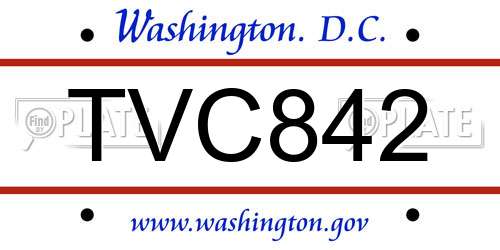 TVC842 District Of Columbia License Plate