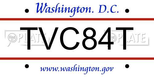 TVC84T District Of Columbia License Plate