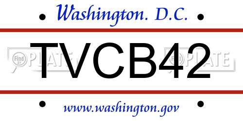 TVCB42 District Of Columbia License Plate