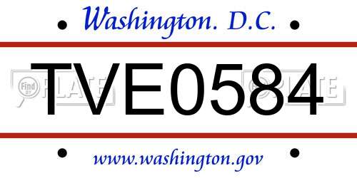 TVE0584 District Of Columbia License Plate