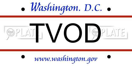 TVOD District Of Columbia License Plate