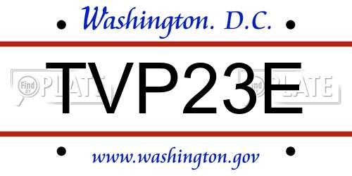 TVP23E District Of Columbia License Plate