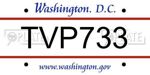 TVP733 District Of Columbia License Plate