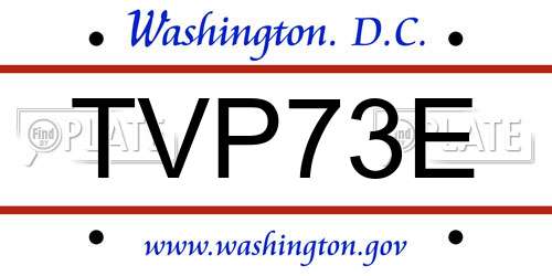 TVP73E District Of Columbia License Plate