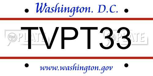TVPT33 District Of Columbia License Plate