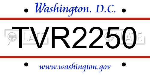 TVR2250 District Of Columbia License Plate