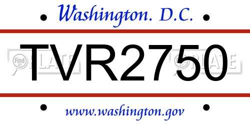 TVR2750 District Of Columbia License Plate