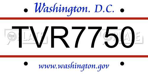TVR7750 District Of Columbia License Plate