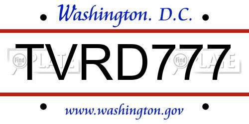 TVRD777 District Of Columbia License Plate