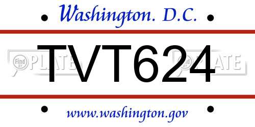 TVT624 District Of Columbia License Plate