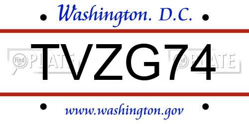 TVZG74 District Of Columbia License Plate