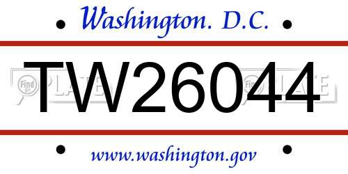 TW26044 District Of Columbia License Plate