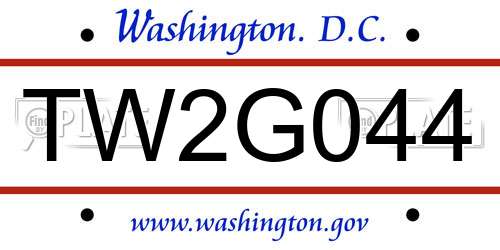 TW2G044 District Of Columbia License Plate