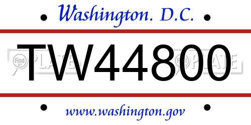 TW44800 District Of Columbia License Plate