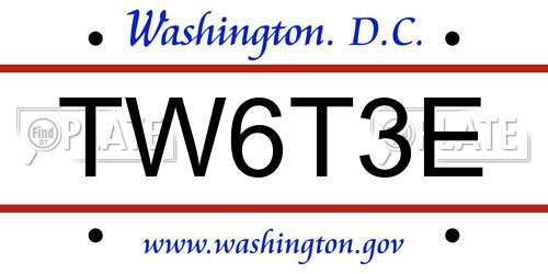TW6T3E District Of Columbia License Plate